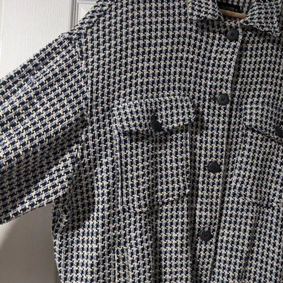 Zara | Tweed button down jacket in blue - Picture 7 of 12